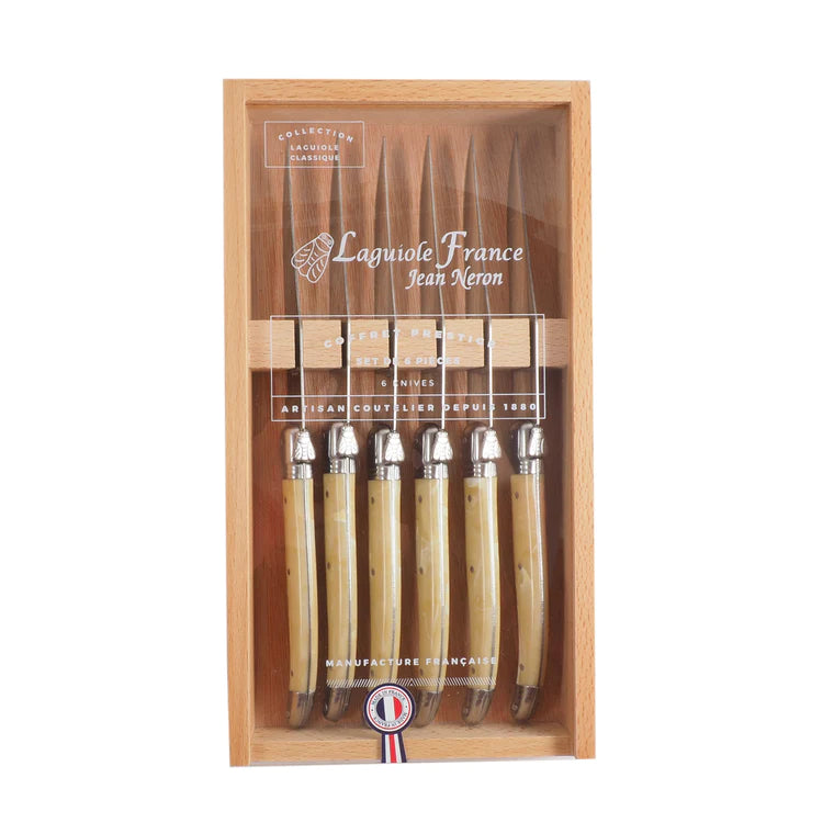 Laguiole Pale Horn Steak Knives Set/6