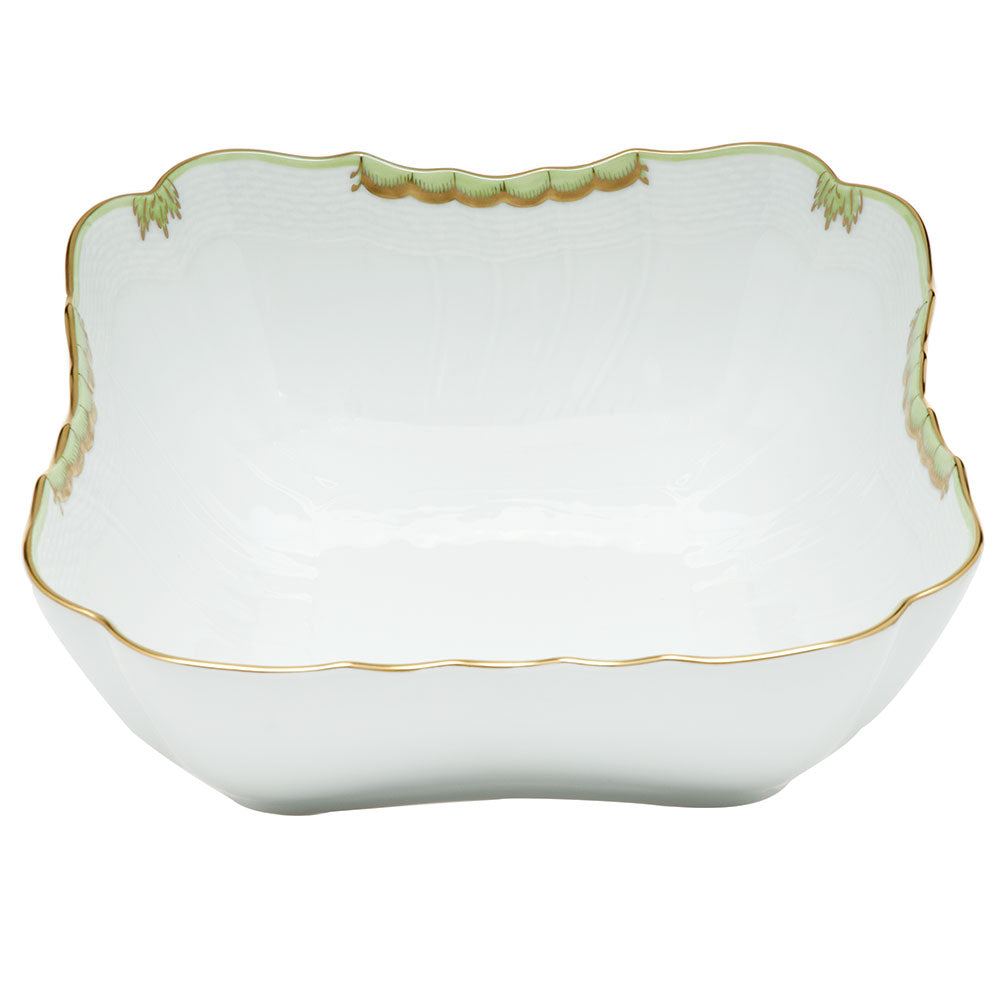 Herend Princess Victoria Green Square Salad Bowl 10"sq - Green