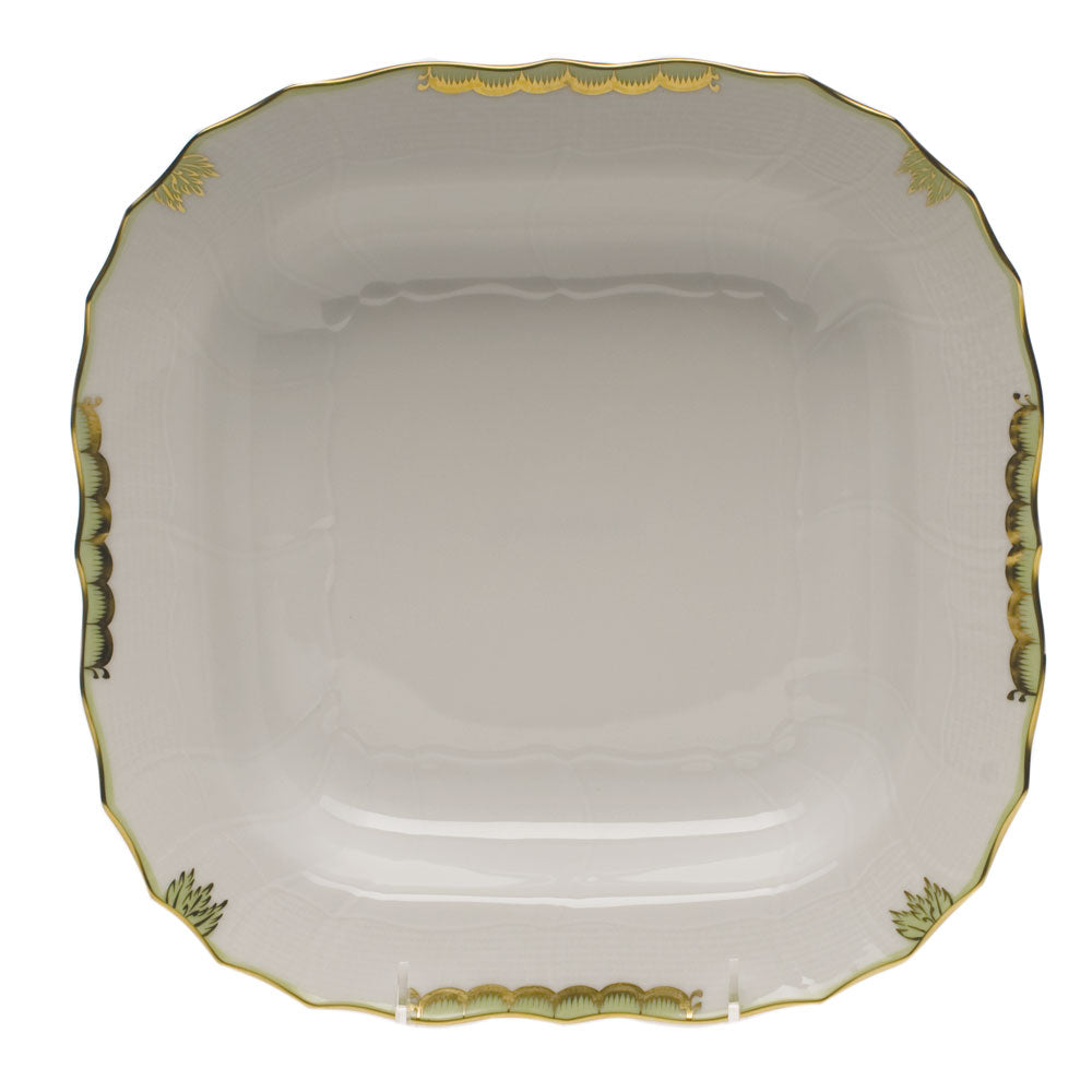 Herend Princess Victoria Green Square Fruit Dish 11"sq - Green