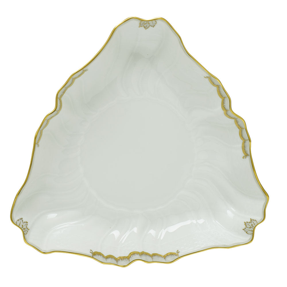 Herend Princess Victoria Gray Triangle Dish 9.5"l - Gray