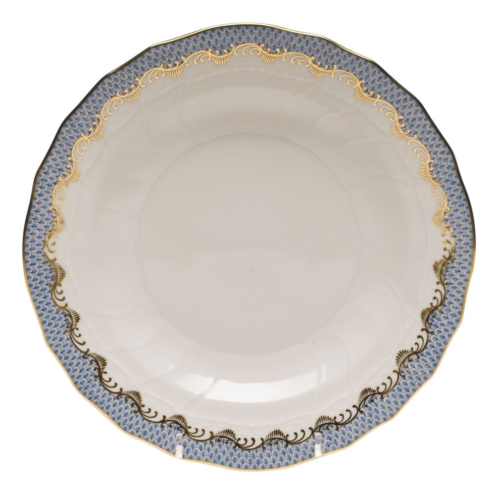Herend White W/blue Border Dessert Plate 8.25"d - Light Blue