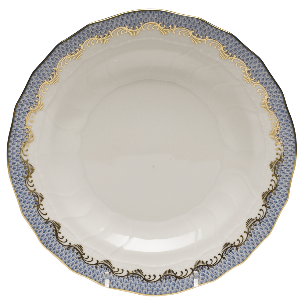 Fish Scale Light Blue Border Dessert Plate 8.25"d