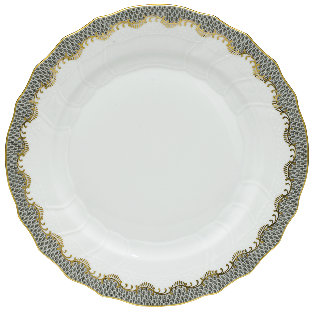 Fish Scale Gray Border Dinner Plate 10.5"d