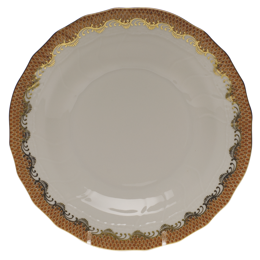 Fish Scale Rust Border Dessert Plate 8.25"d