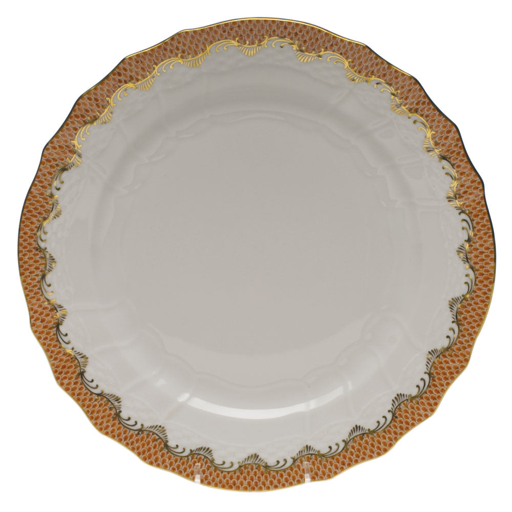 Herend White W/rust Border Service Plate 11"d - Rust