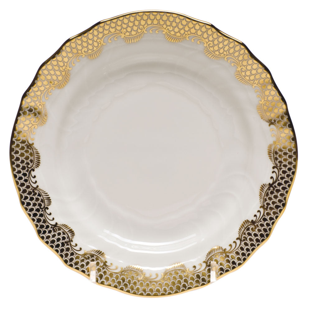 Herend White W/gold Border Bread And Butter Plate 6"d - Gold