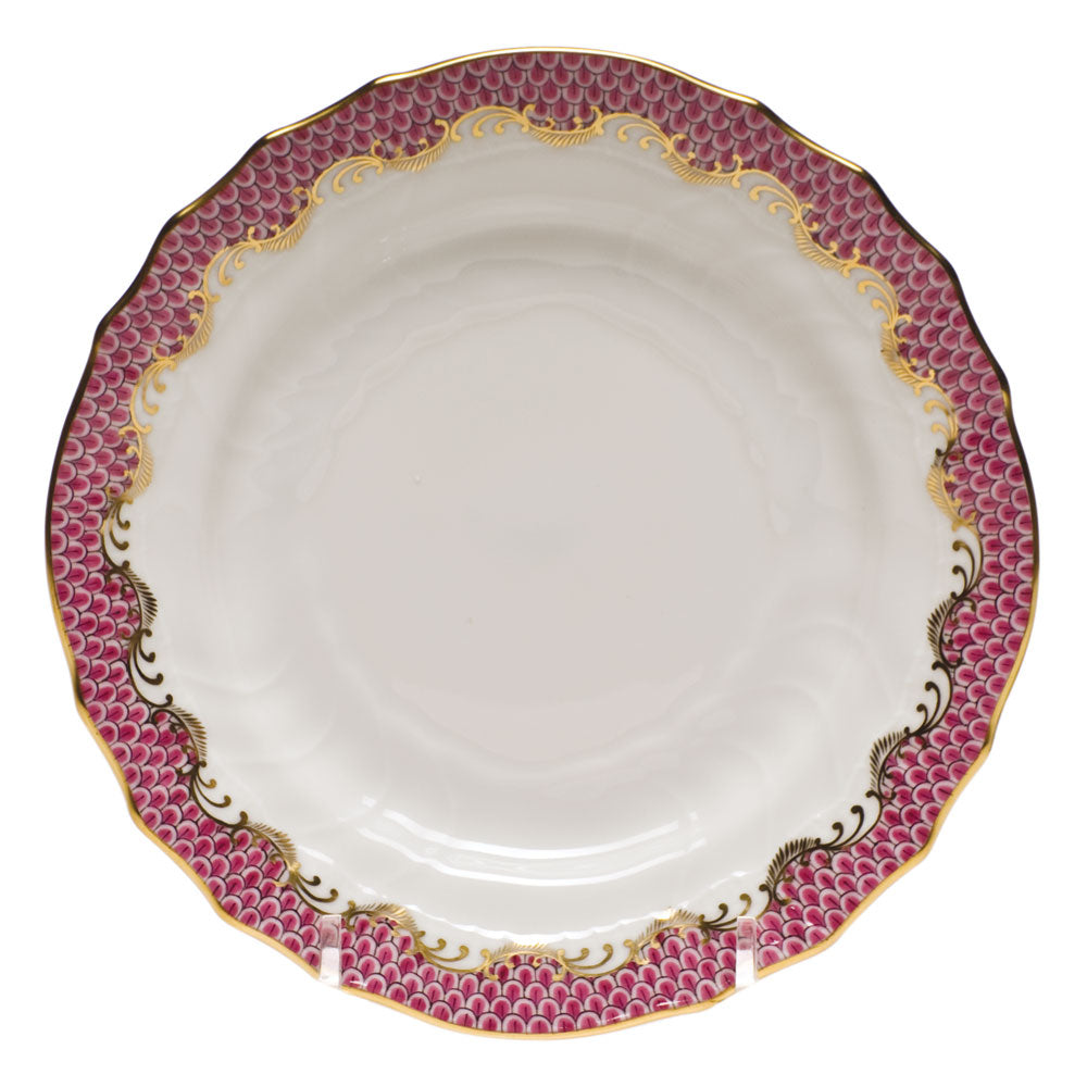 Herend White W/pink Border Bread And Butter Plate 6"d - Pink