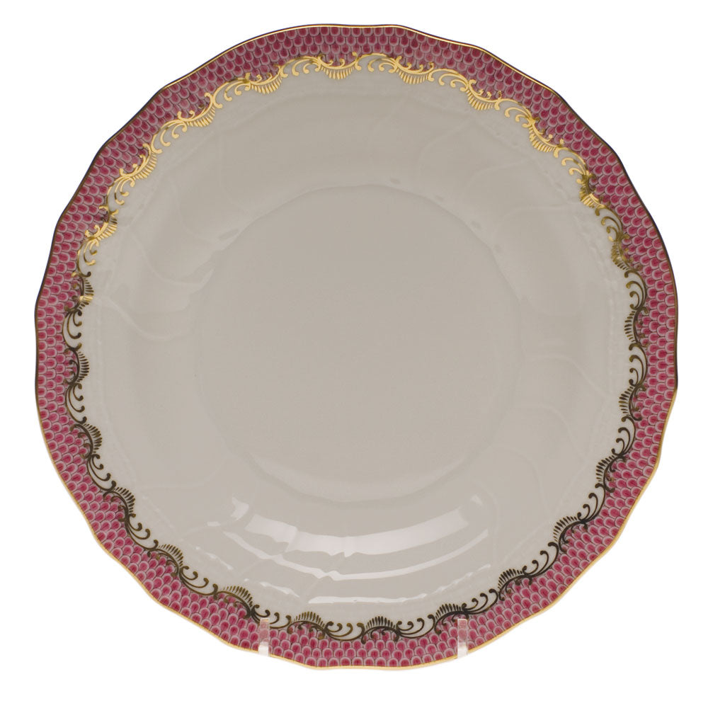 Herend White W/pink Border Dessert Plate 8.25"d - Pink