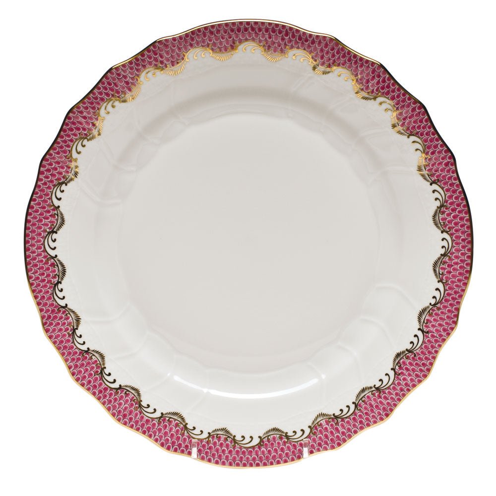 Herend White W/pink Border Dinner Plate 10.5"d - Pink