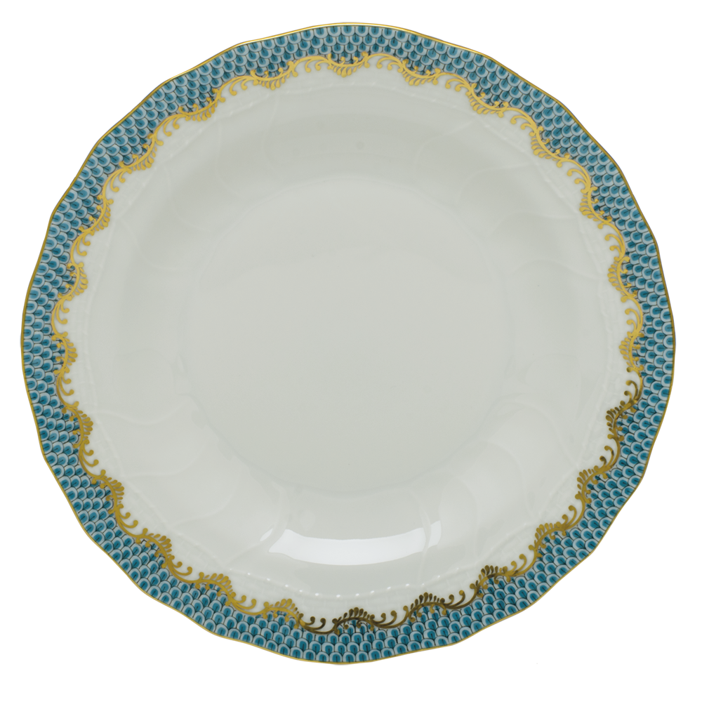 Fish Scale Turquoise Dessert Plate 8.25"d