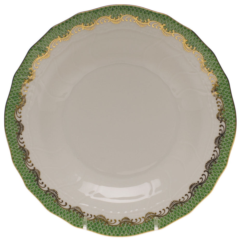 Herend White W/green Border Dessert Plate 8.25"d - Jade