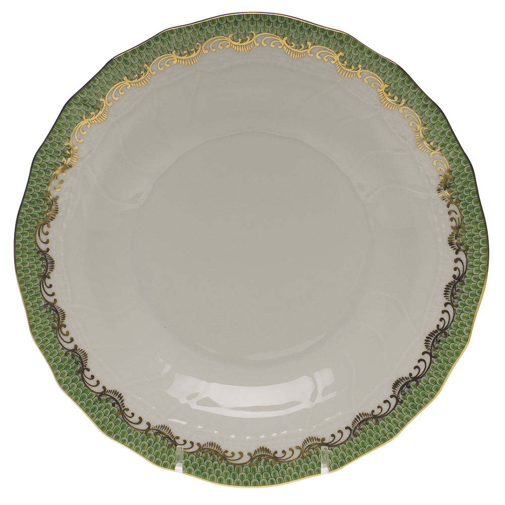Fish Scale Jade Border Dessert Plate 8.25"d
