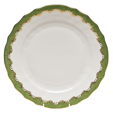 Herend White W/green Border Dinner Plate 10.5"d - Evergreen
