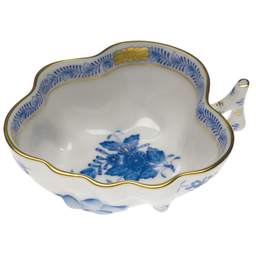 Herend Chinese Bouquet Blue Deep Leaf Dish 4"l X 3"w - Blue