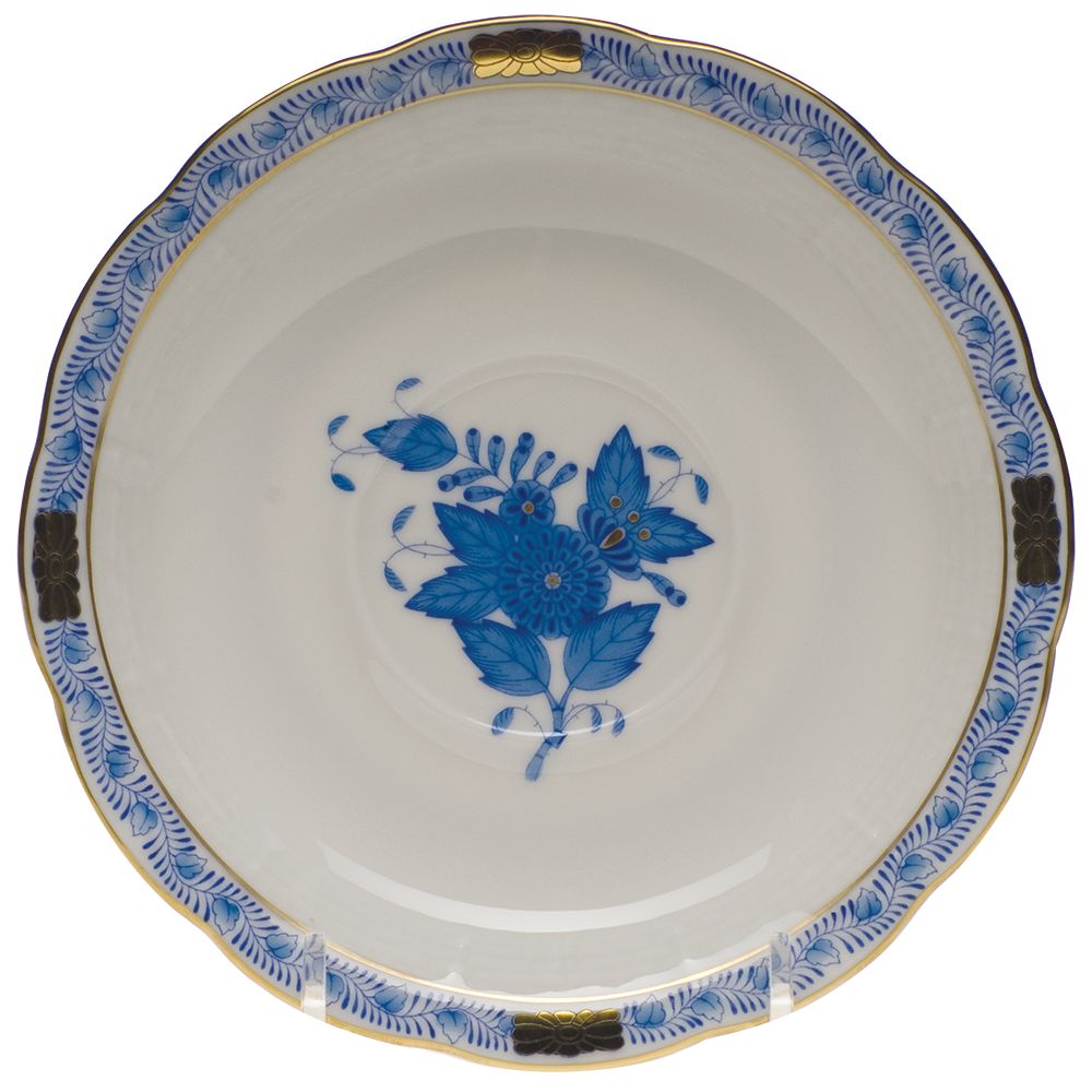 Chinese Bouquet Blue Tea Saucer 6"d