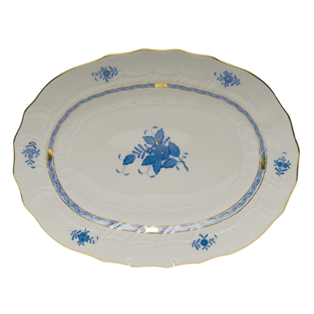 Herend Chinese Bouquet Blue Platter 17"l X 12.5"w - Blue