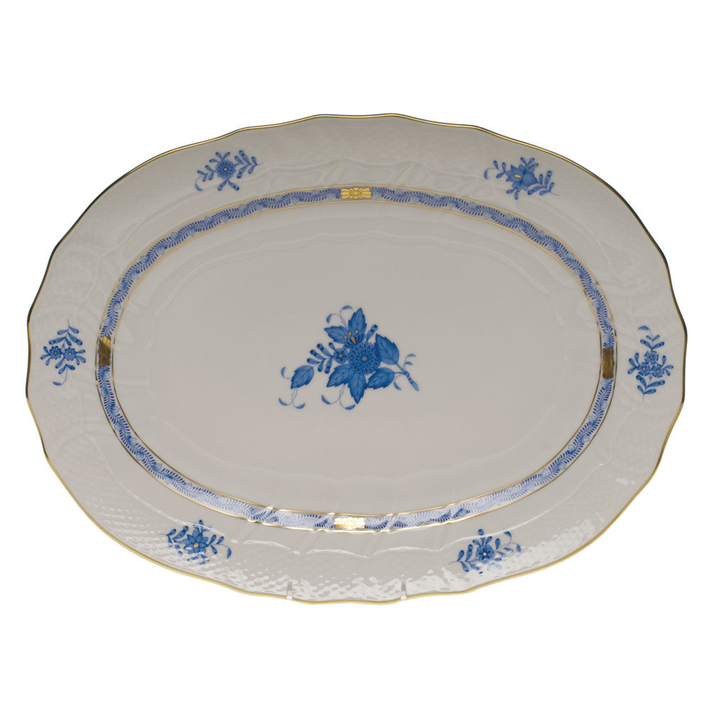 Herend Chinese Bouquet Blue Platter 15"l X 11.5"w - Blue