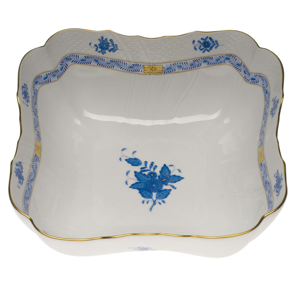 Herend Chinese Bouquet Blue Square Salad Bowl 10"sq - Blue