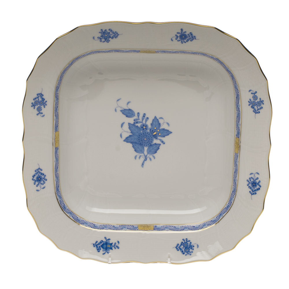 Herend Chinese Bouquet Blue Square Fruit Dish 11"sq - Blue