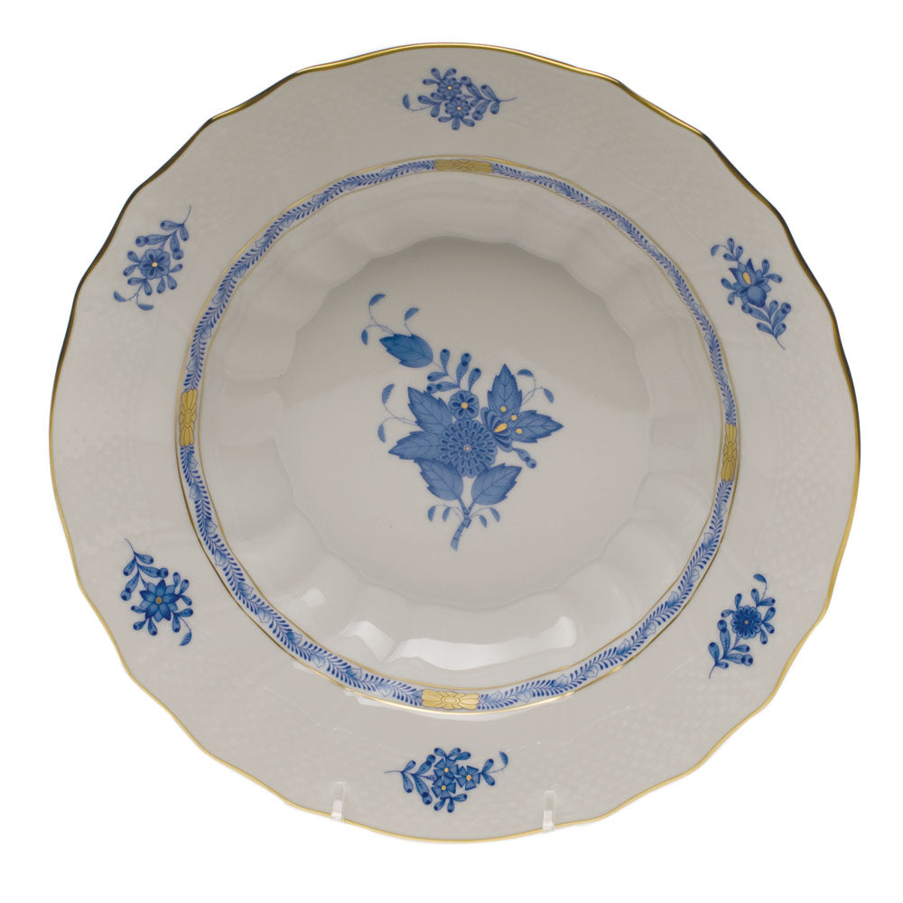 Herend Chinese Bouquet Blue Rim Soup 9.5"d - Blue