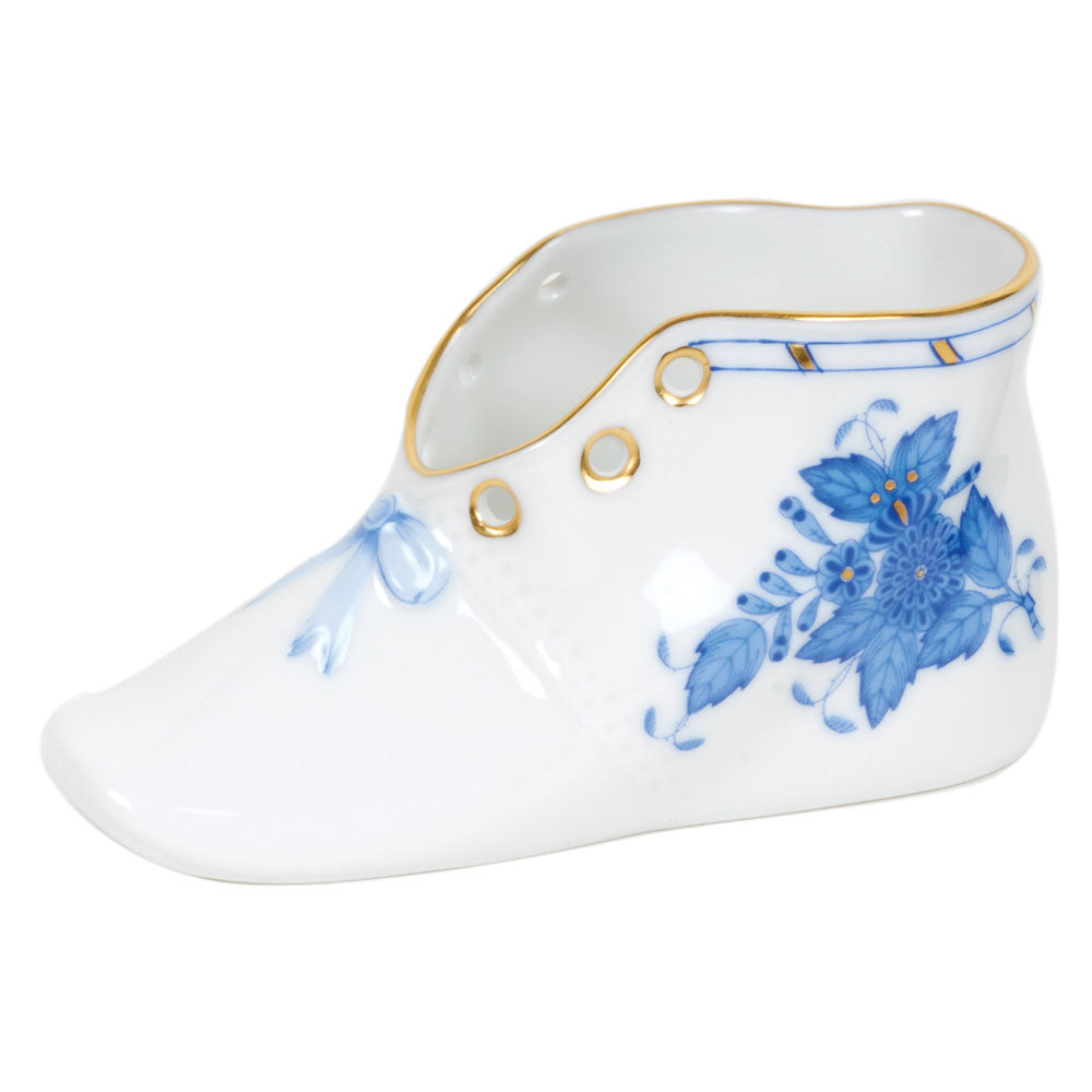 Herend Chinese Bouquet Blue Baby Shoe 4.5"l X 2.75"h - Blue