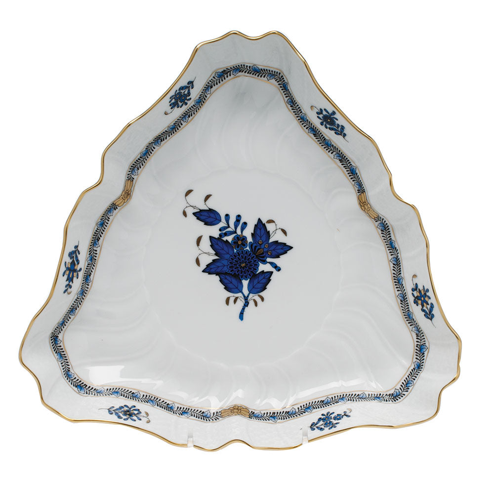 Herend Chinese Bqt Black Sapphire Triangle Dish 9.5"l - Black Sapphire
