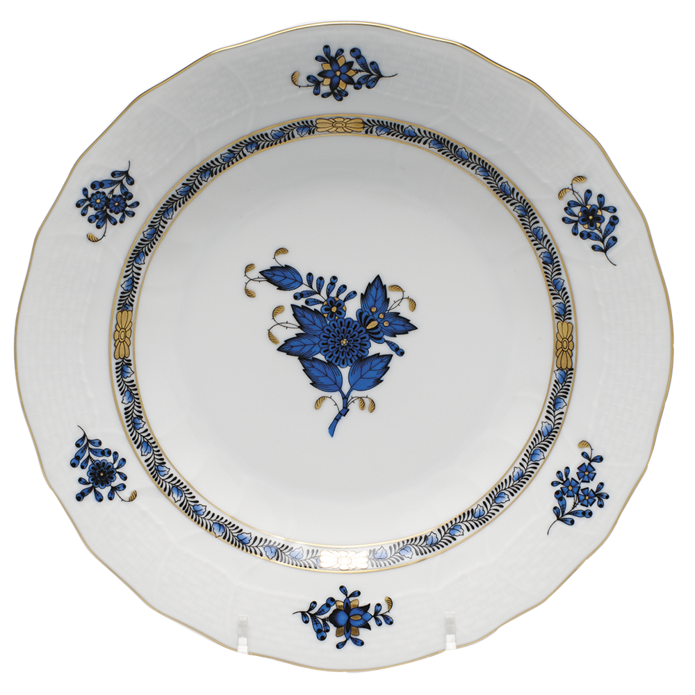 Chinese Bouquet Black Sapphire Dessert Plate 8.25"d