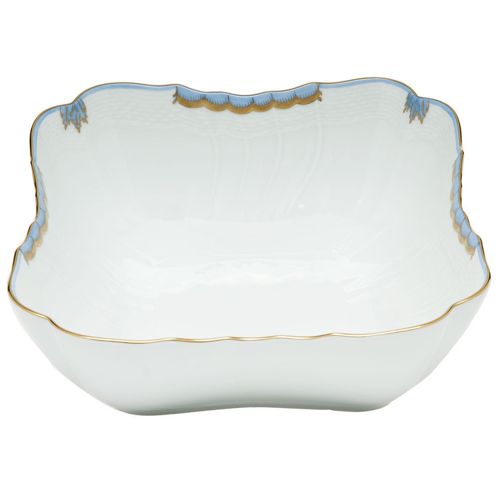 Herend Princess Vict Light Blue Square Salad Bowl 10"sq - Light Blue