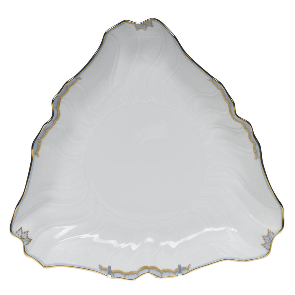 Herend Princess Vict Light Blue Triangle Dish 9.5"l - Light Blue