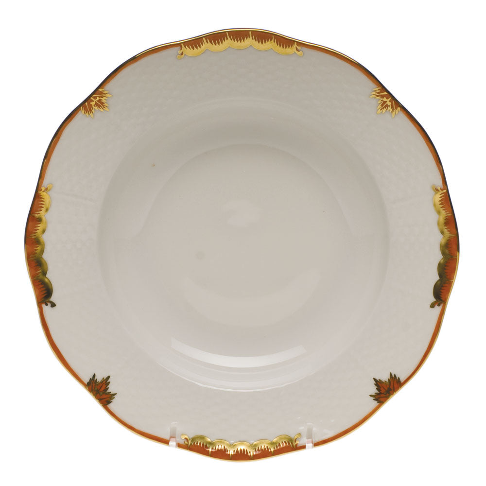 Herend Princess Victoria Rust Rim Soup Plate 8"d - Rust
