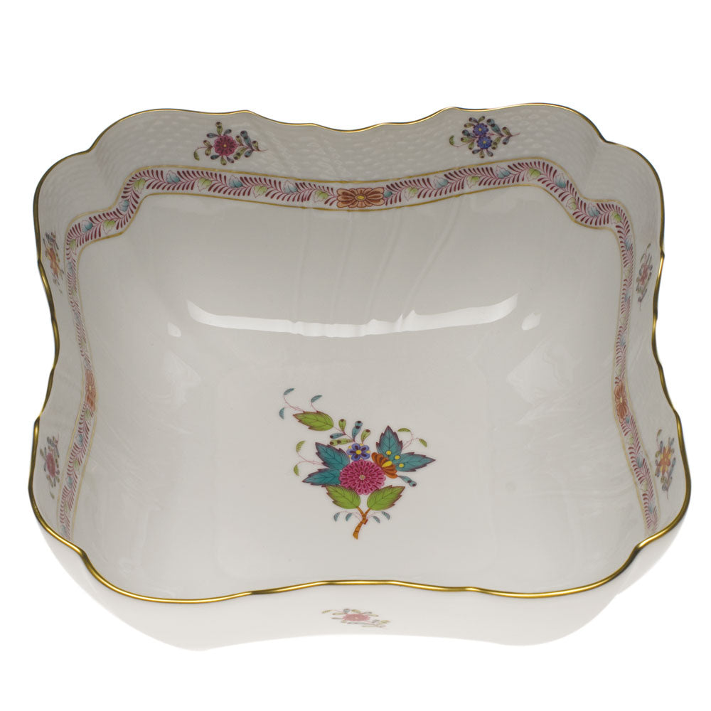 Herend Chinese Bouquet Multicolor Square Salad Bowl 10"sq - Multicolor