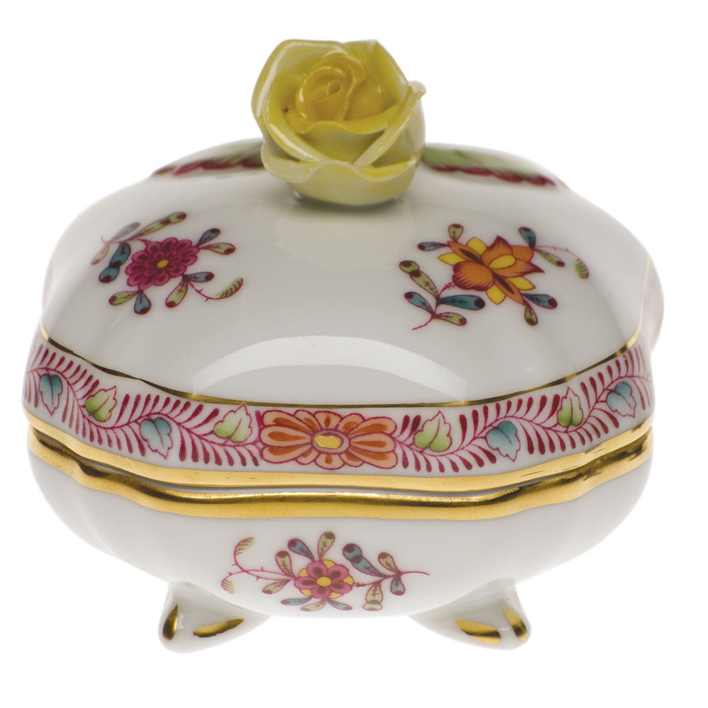 Herend Chinese Bouquet Multicolor Cov Bonbon W/rose 3"sq - Multicolor