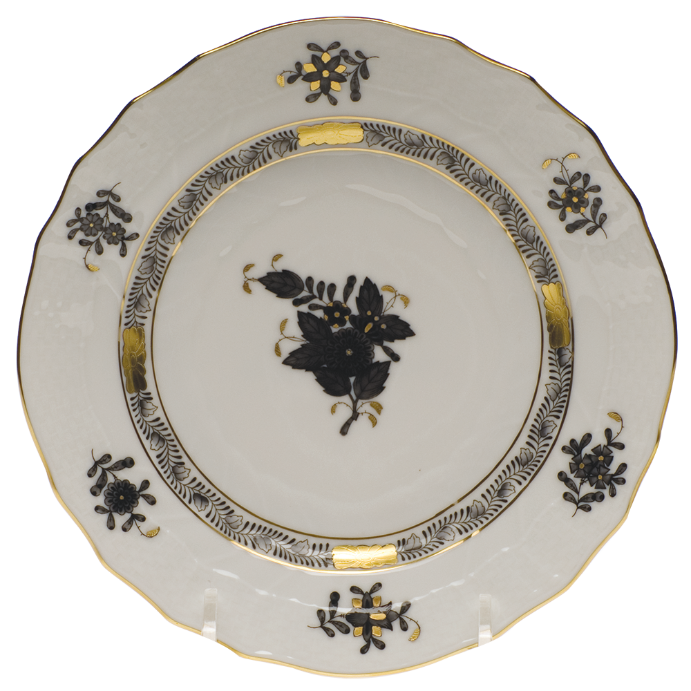 Chinese Bouquet Black Bread And Butter Plate 6"d - Black