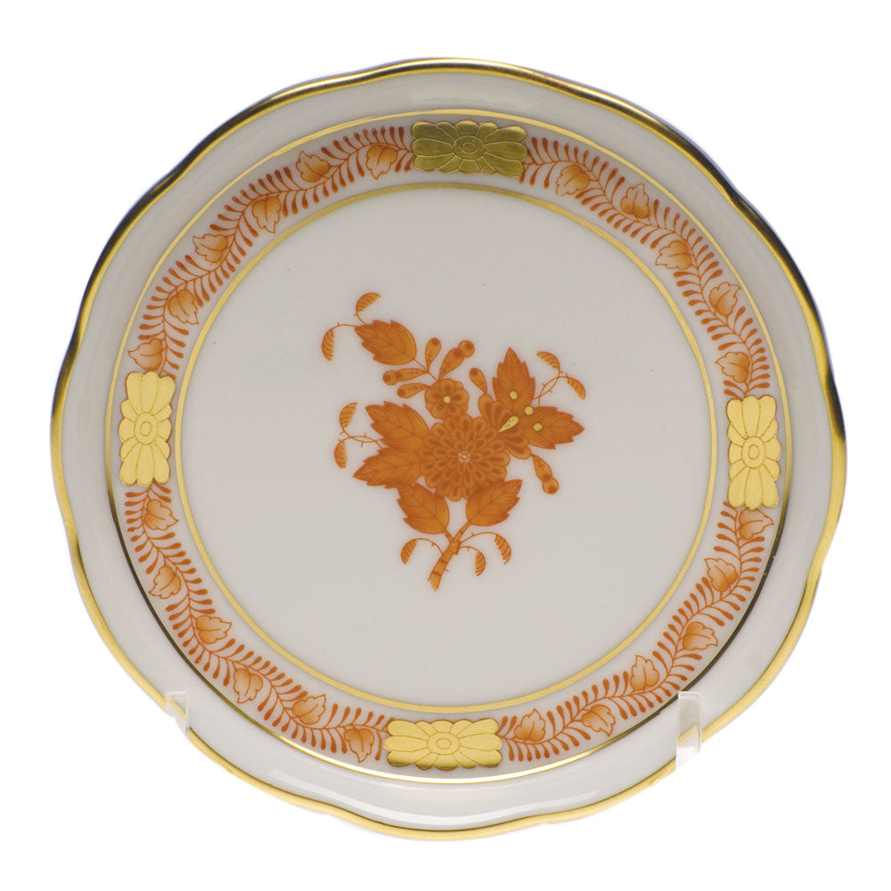 Herend Chinese Bouquet Rust Coaster 4"d - Rust