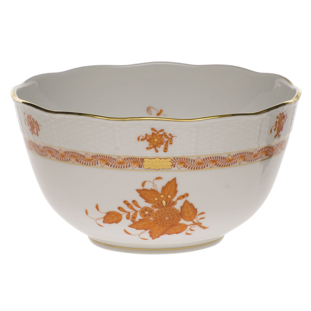 Herend Chinese Bouquet Rust Round Bowl (3.5 Pt) 7.5"d - Rust