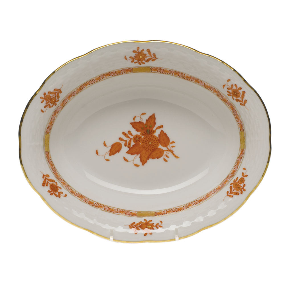 Herend Chinese Bouquet Rust Oval Veg Dish 10"l X 8"w - Rust