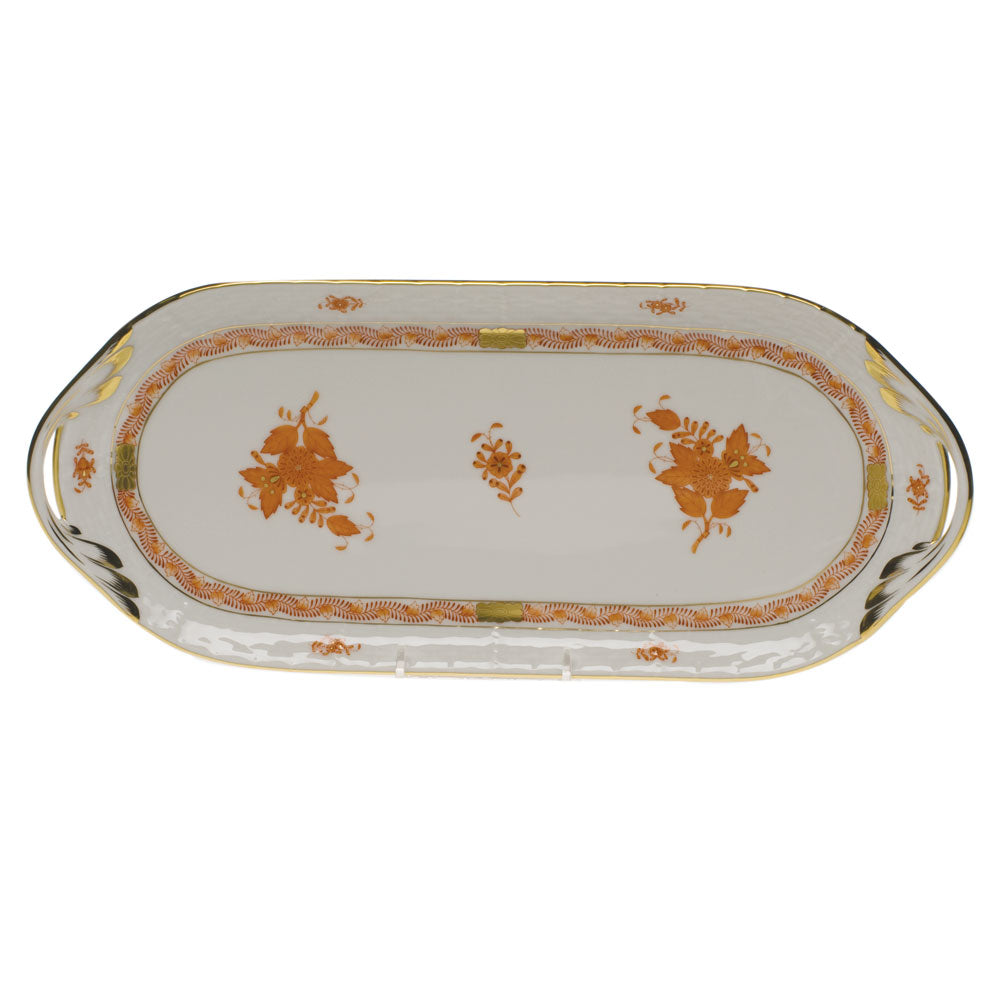 Herend Chinese Bouquet Rust Sandwich Tray 14.5"l X 6"w - Rust