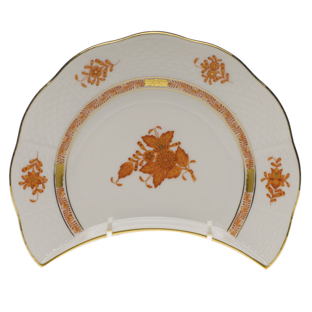 Herend Chinese Bouquet Rust Crescent Salad 7.25"l X 5"w - Rust