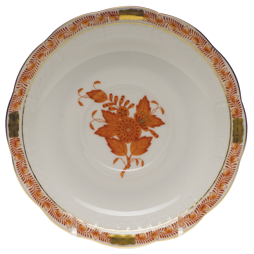Chinese Bouquet Rust Tea Saucer 6"d