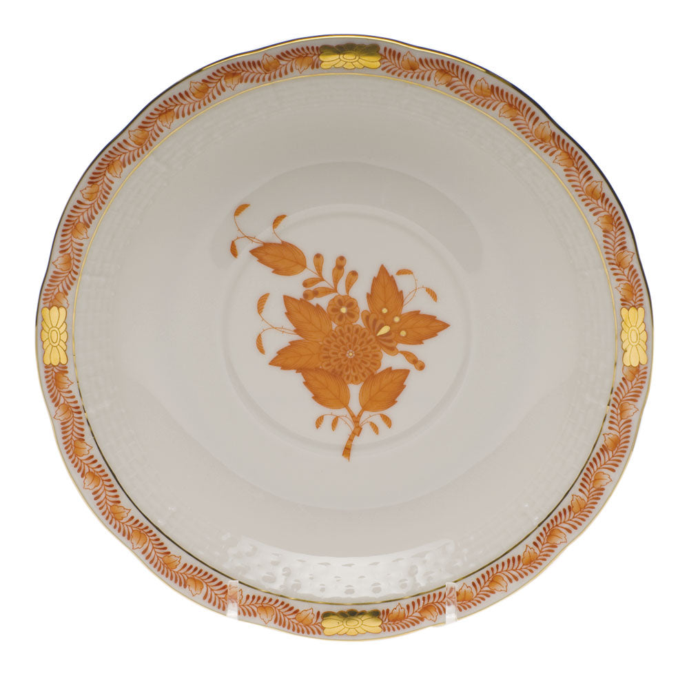 Herend Chinese Bouquet Rust Cream Soup Stand 7.25"d - Rust