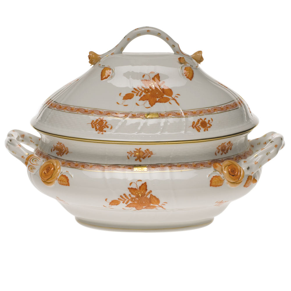 Herend Chinese Bouquet Rust Tureen W/branch (4 Qt) 10"h - Rust