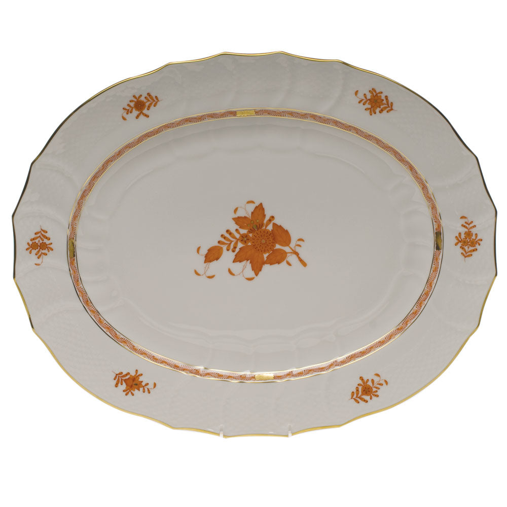 Herend Chinese Bouquet Rust Turkey Platter 18"l X 14.5"w - Rust