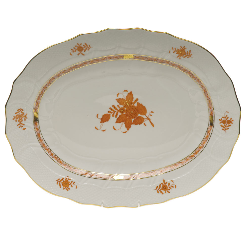 Herend Chinese Bouquet Rust Platter 17"l X 12.5"w - Rust