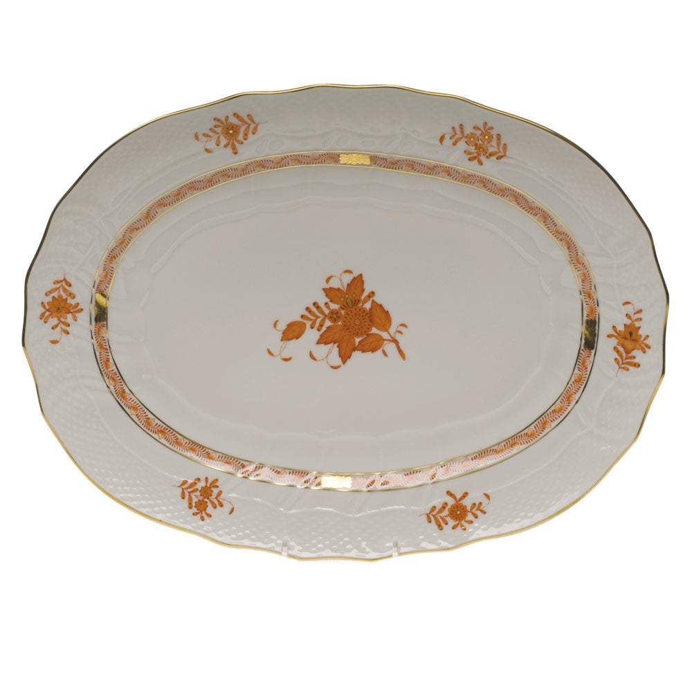 Herend Chinese Bouquet Rust Platter 15"l X 11.5"w - Rust