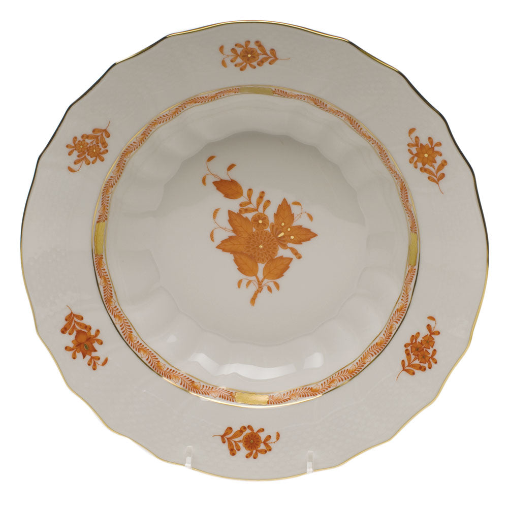 Herend Chinese Bouquet Rust Rim Soup 9.5"d - Rust