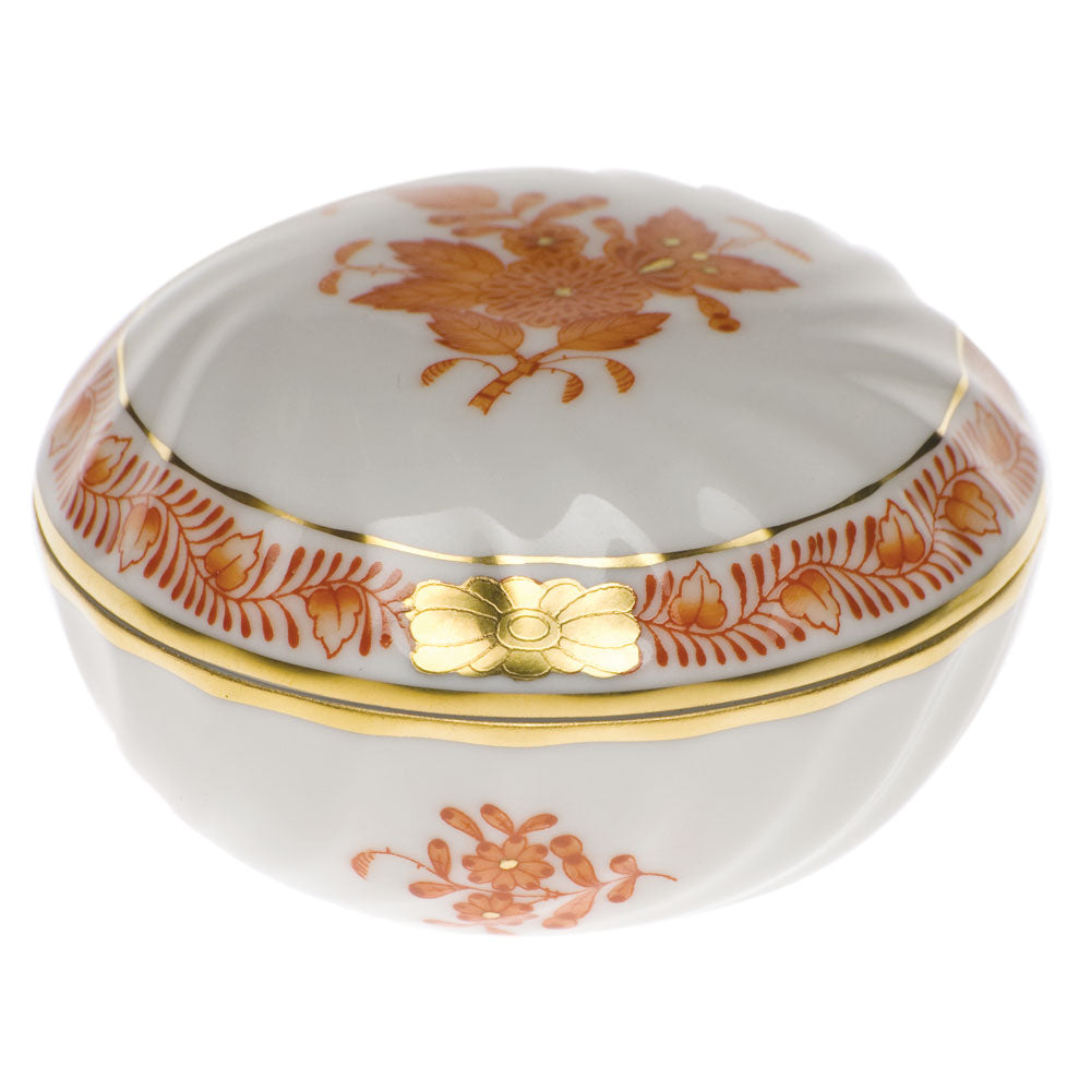 Herend Chinese Bouquet Rust Ring Box 2.75"d - Rust