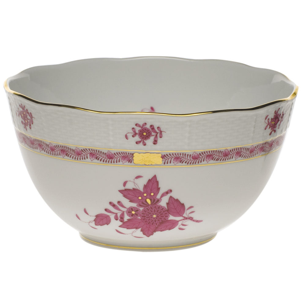 Herend Chinese Bouquet Raspberry Round Bowl (3.5 Pt) 7.5"d - Raspberry