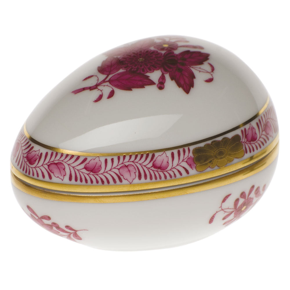 Herend Chinese Bouquet Raspberry Egg Bonbon 3"l X 3"h - Raspberry