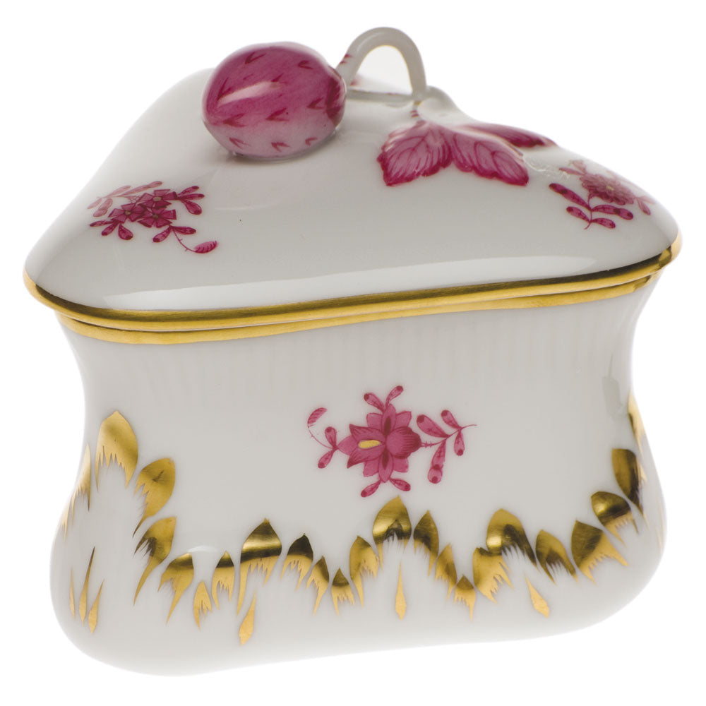 Herend Chinese Bouquet Raspberry Strawberry Bonbon 3"l X 3"h - Raspberry