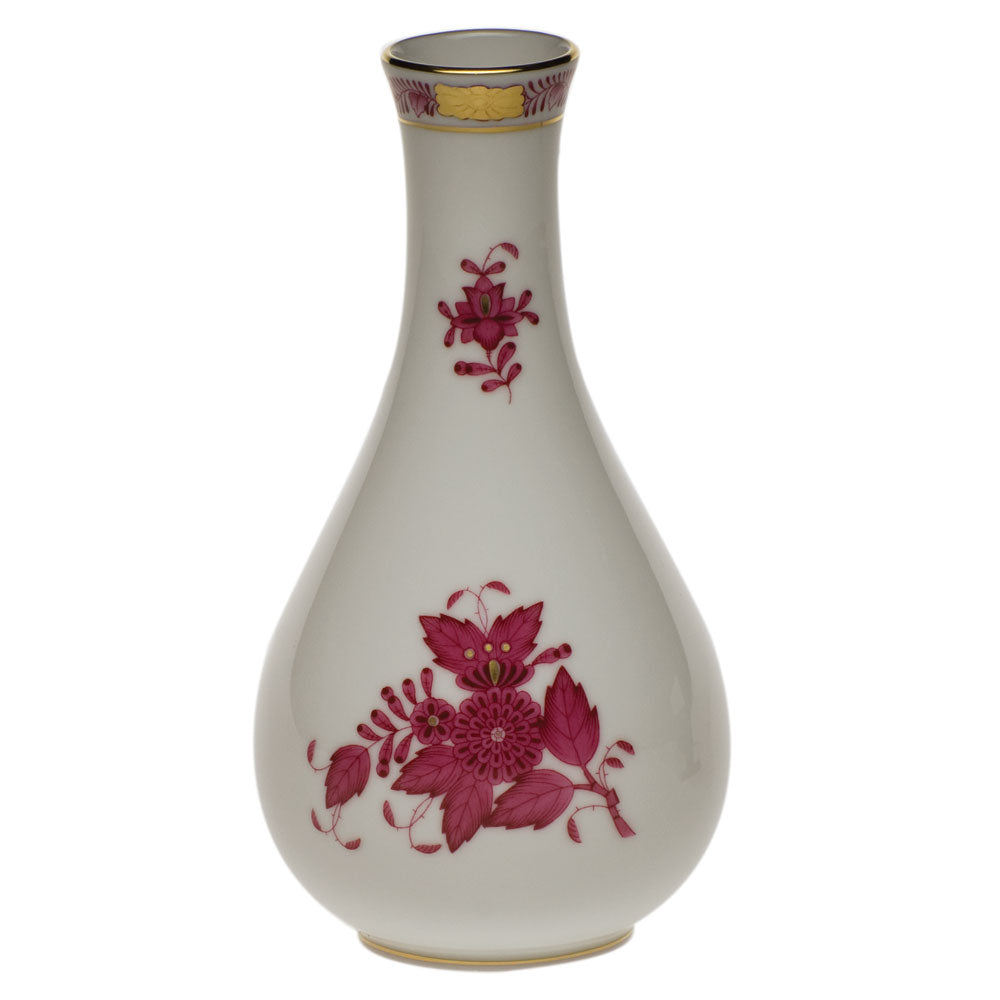 Herend Chinese Bouquet Raspberry Vase 6.5"h - Raspberry